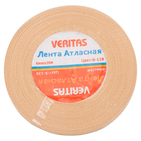 Лента атласная Veritas шир 6мм цв S-129 бежевый (уп 30м)3